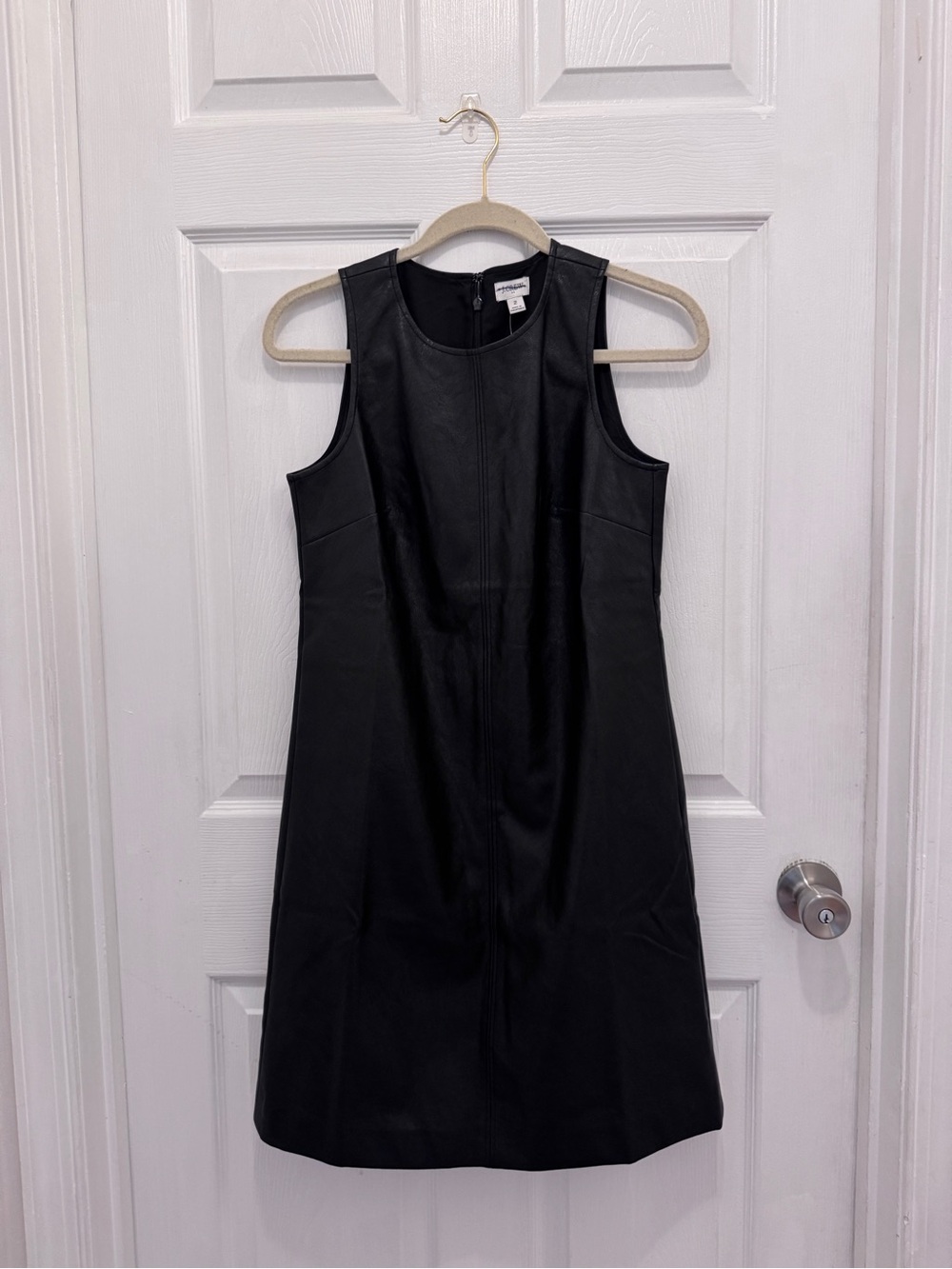 J. Crew Black Faux Leather Sleeveless Mini Dress
